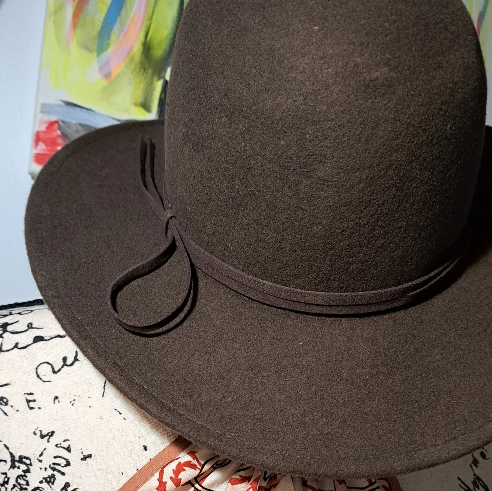 Vintage Brown Wool Wide-Brim Hat - Picture 5 of 9